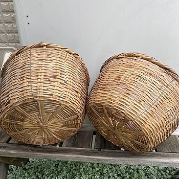 Amazon.co.jp: 2点セット竹籠竹かご竹ざる畑仕事収穫天然素材